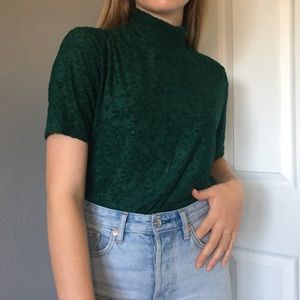 Vintage green floral mock turtleneck